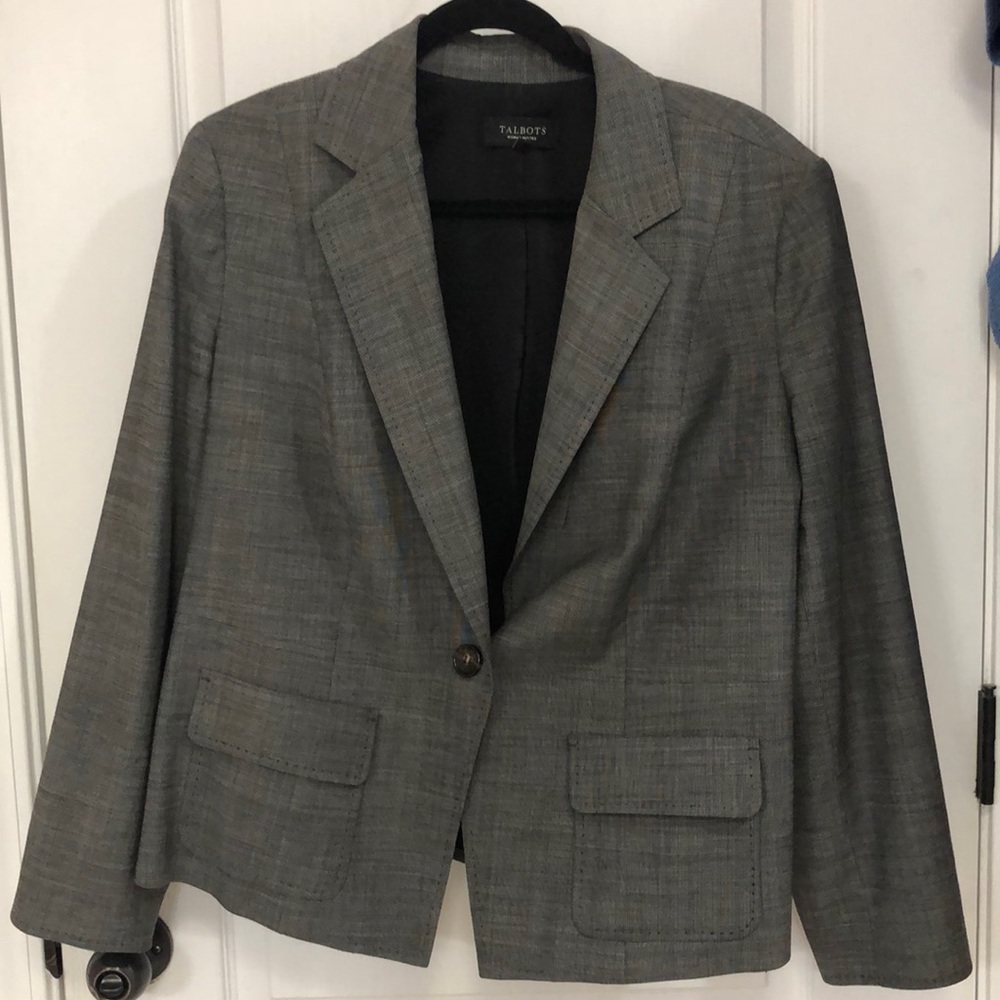 Talbots woman petite 18wp black and white blazer